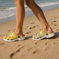 Cook Islands Clogs Shoes Yellow Hibiscus And Stars LT05 - Polynesian Pride