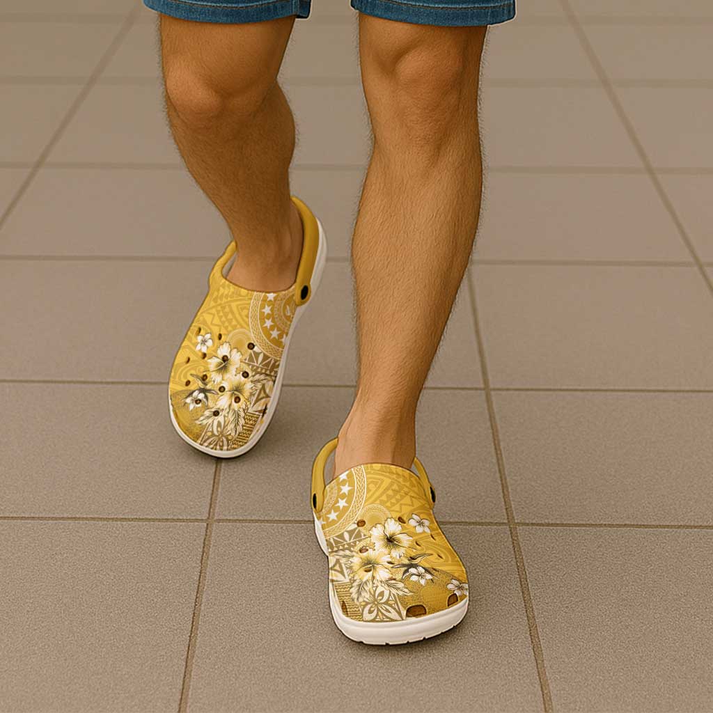 Cook Islands Clogs Shoes Yellow Hibiscus And Stars LT05 - Polynesian Pride