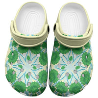 Cook Islands Green Tivaevae Clogs Shoes LT05 Green - Polynesian Pride