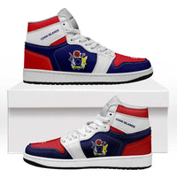 Cook Islands High Sneakers AJ1 Coat Of Arms Flag Inspired LT05 Blue - Polynesian Pride