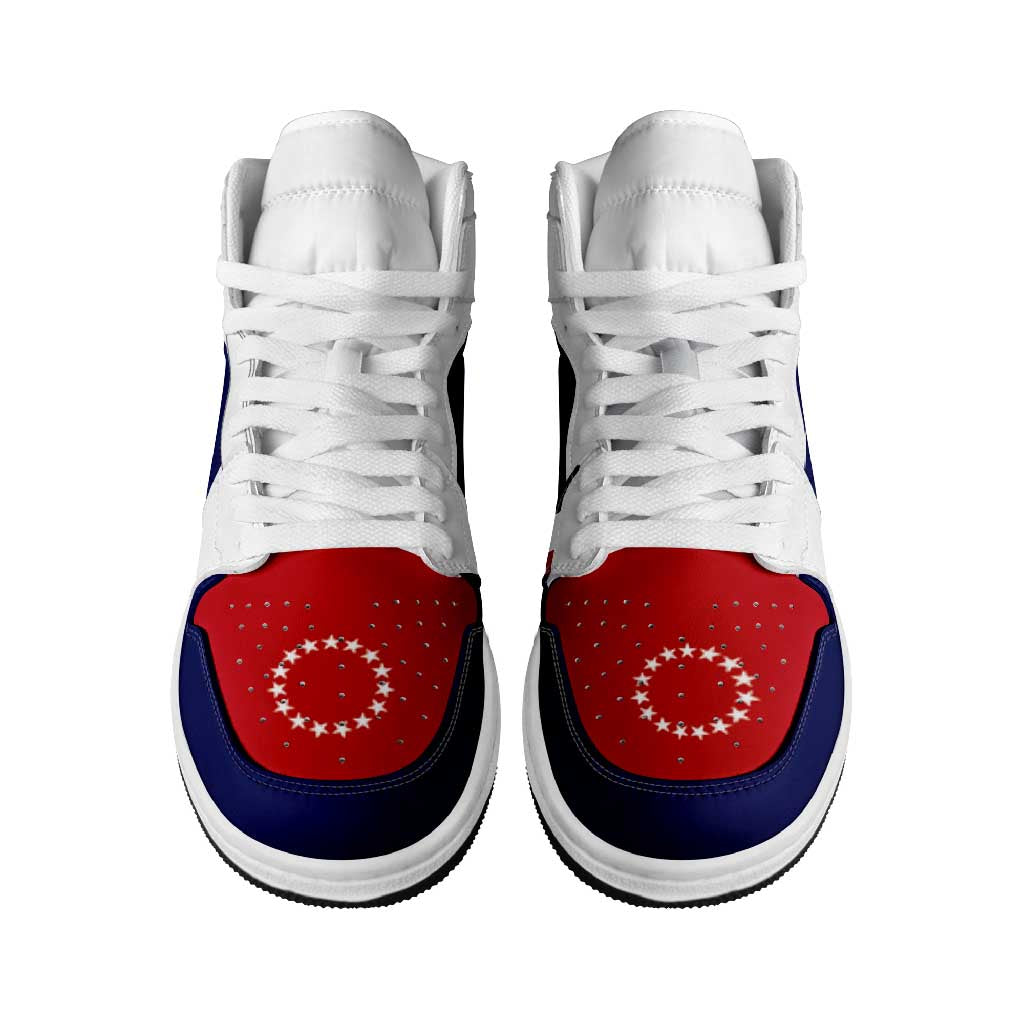 Cook Islands High Sneakers AJ1 Coat Of Arms Flag Inspired LT05 - Polynesian Pride