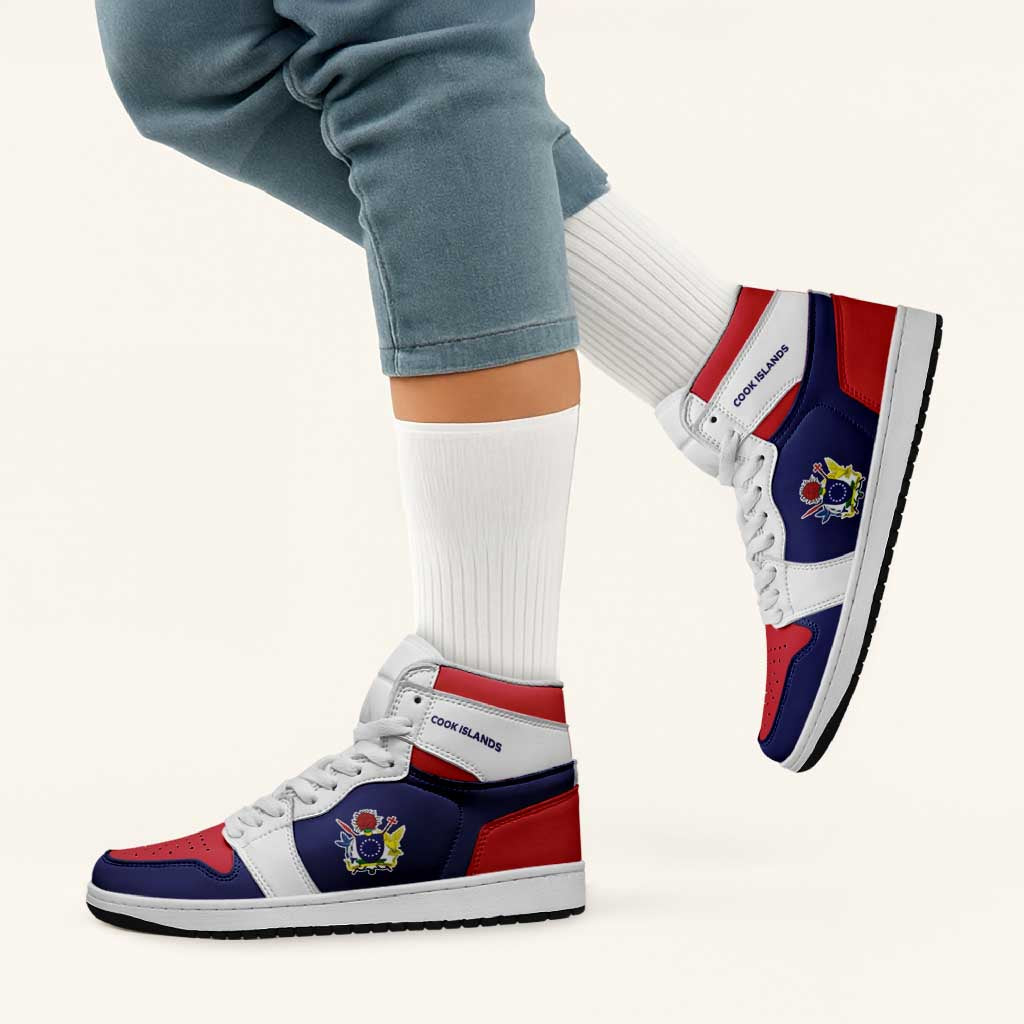 Cook Islands High Sneakers AJ1 Coat Of Arms Flag Inspired LT05 - Polynesian Pride
