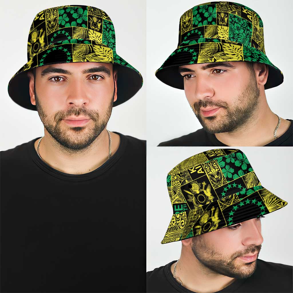 Cook Islands Mere Kiritimiti Bucket Hat Pacific Patchwork Xmas Vibes - Polynesian Pride