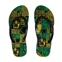 Cook Islands Mere Kiritimiti Flip Flops Pacific Patchwork Xmas Vibes - Polynesian Pride