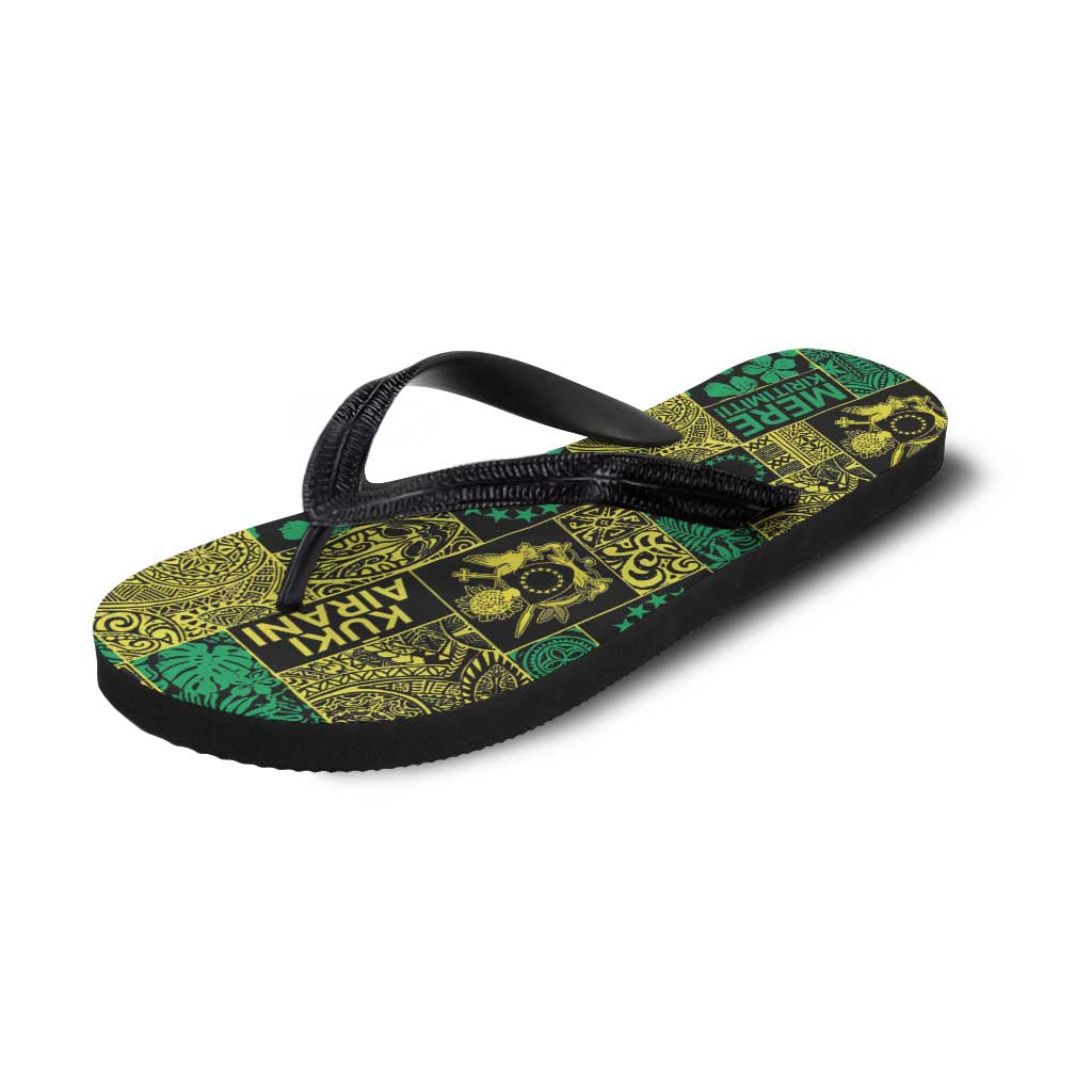 Cook Islands Mere Kiritimiti Flip Flops Pacific Patchwork Xmas Vibes - Polynesian Pride