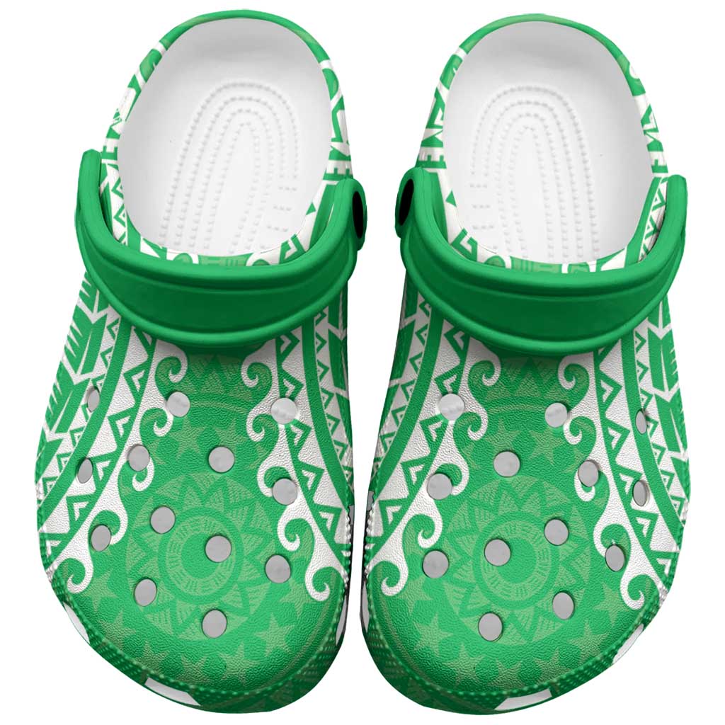 Cook Islands Mitiaro Clogs Shoes Polynesian Tribal Tattoo LT05 Green - Polynesian Pride