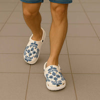 Cook Islands Navy Blue Tivaevae Clogs Shoes