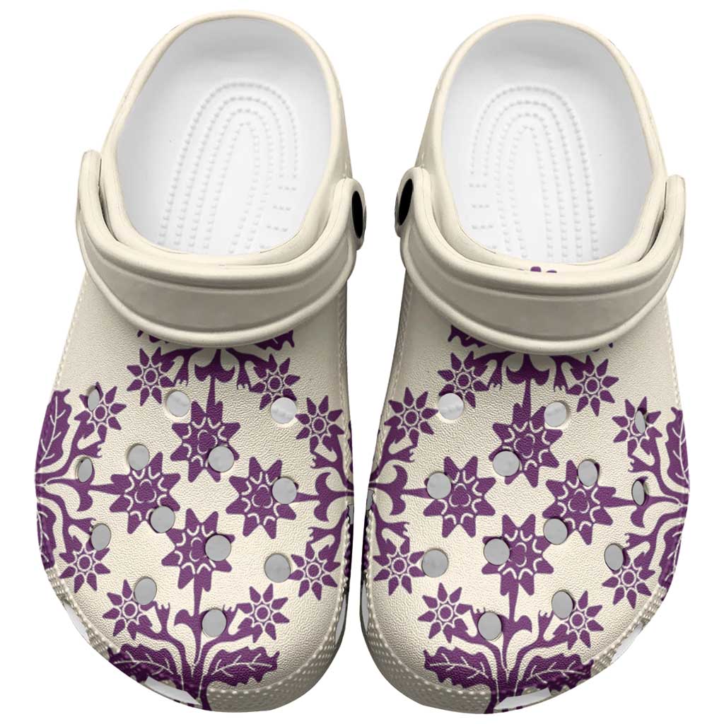 Cook Islands Purple Tivaevae Clogs Shoes