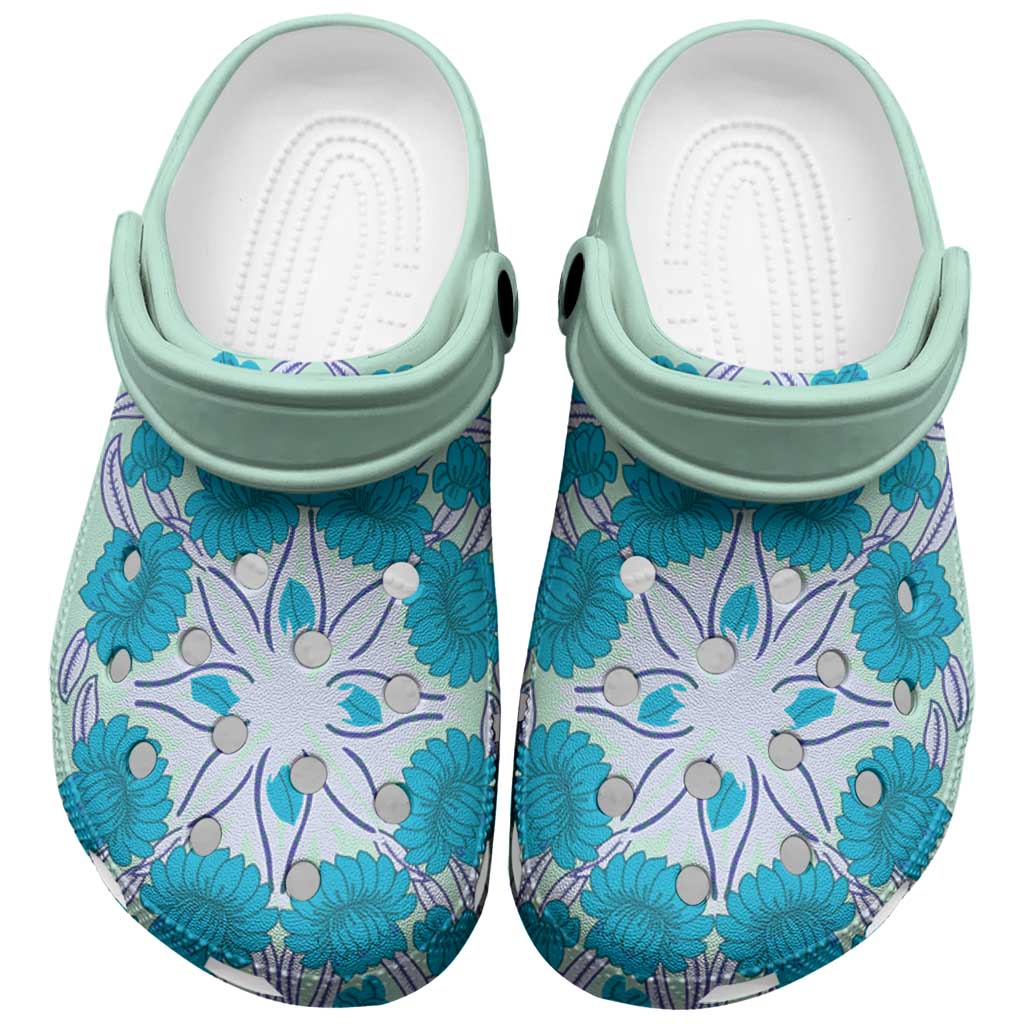 Cook Islands Tivaevae Quilt Clogs Shoes Aqua
