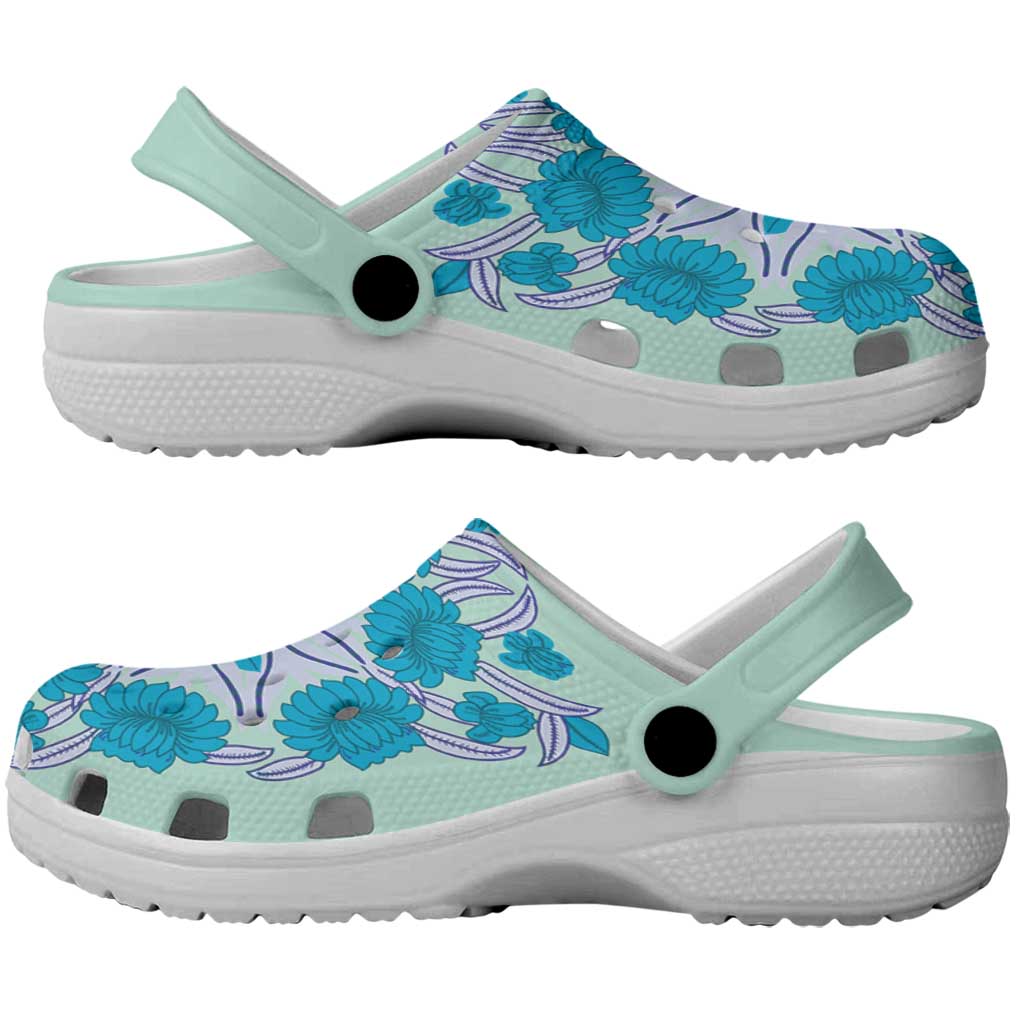 Cook Islands Tivaevae Quilt Clogs Shoes Aqua