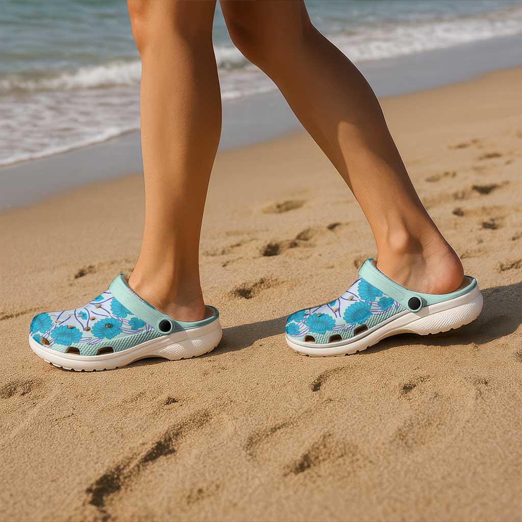 Cook Islands Tivaevae Quilt Clogs Shoes Aqua