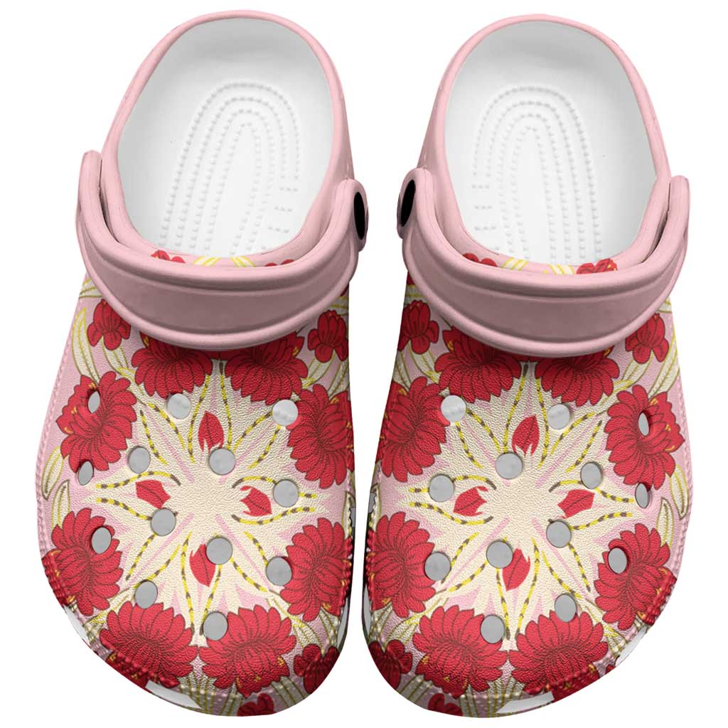 Cook Islands Tivaevae Quilt Clogs Shoes Light Pink