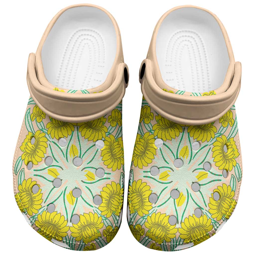 Cook Islands Tivaevae Quilt Clogs Shoes Peach
