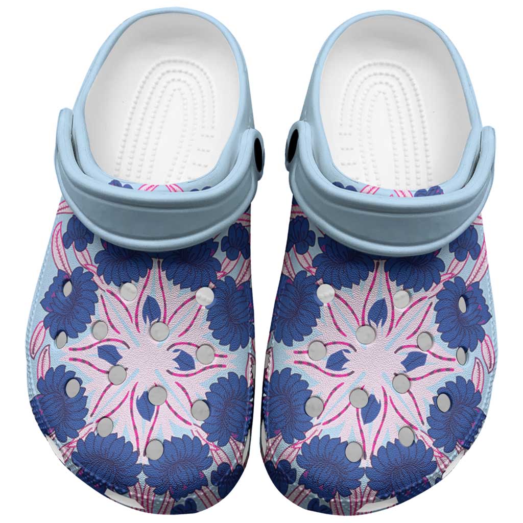 Cook Islands Tivaevae Quilt Clogs Shoes Sky Blue