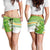 Cook Islands Va'a Race Shorts for Women Te Tatau Tattoos Sporty Style Green-White Color - Polynesian Pride