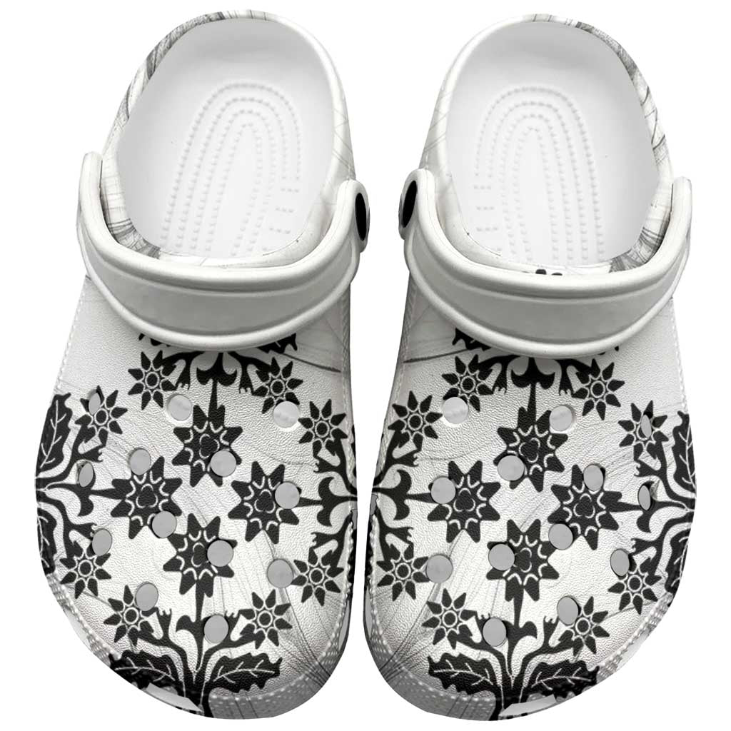 Cook Islands White Marble Tivaevae Clogs Shoes