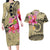 Matching Outfit For Couples Hawaii Tropical Flowers Polynesian Tribal Wave Bodycon Dress And Hawaii Shirt