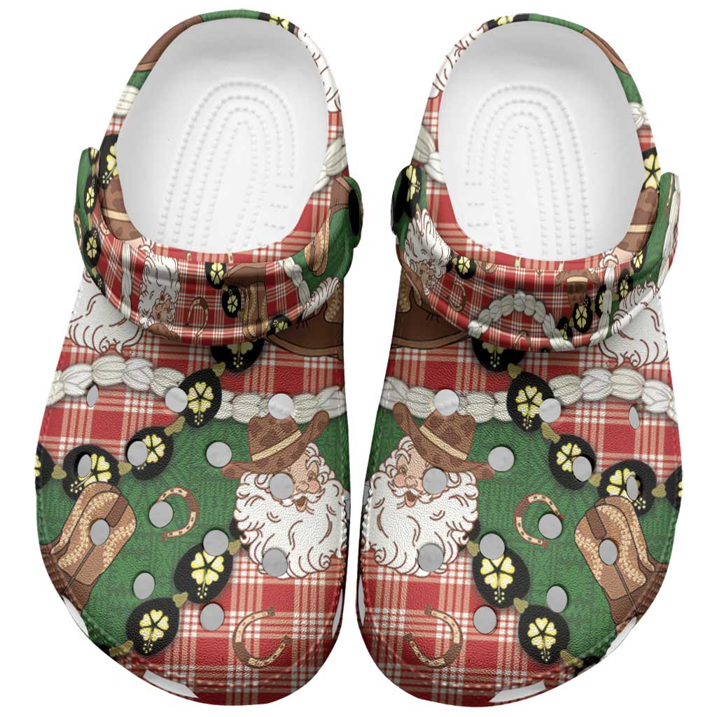 Cowboy Hawaii Mele Kalikimaka Clogs Shoes Paniolo Kukui Nut Pikake Lei Red Version - Polynesian Pride