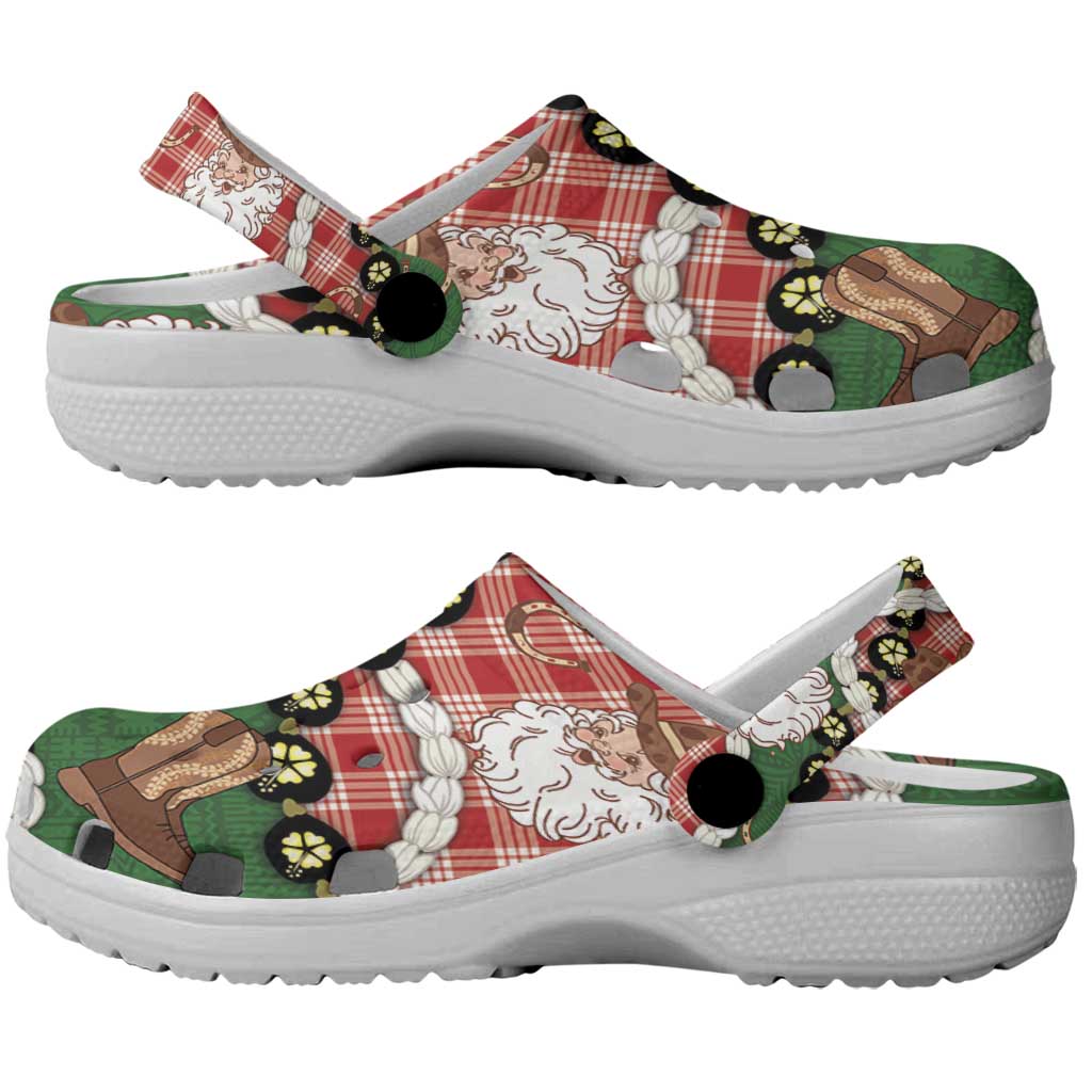 Cowboy Hawaii Mele Kalikimaka Clogs Shoes Paniolo Kukui Nut Pikake Lei Red Version - Polynesian Pride