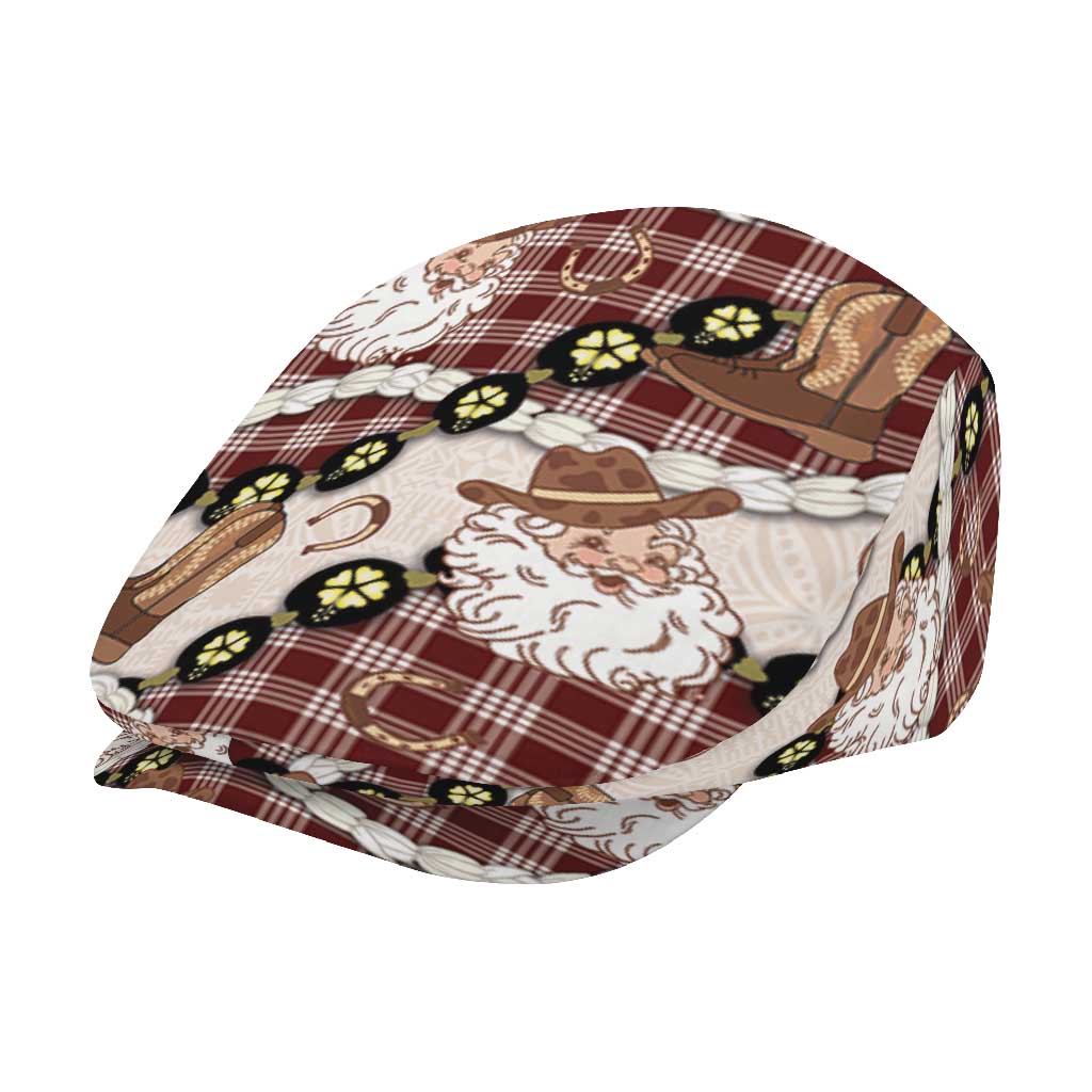 Cowboy Hawaii Mele Kalikimaka Jeff Hat Paniolo Kukui Nut Pikake Lei Burgundy Version - Polynesian Pride