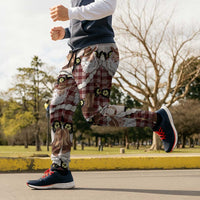 Cowboy Hawaii Mele Kalikimaka Jogger Pants Paniolo Kukui Nut Pikake Lei Burgundy Version LT14 - Polynesian Pride