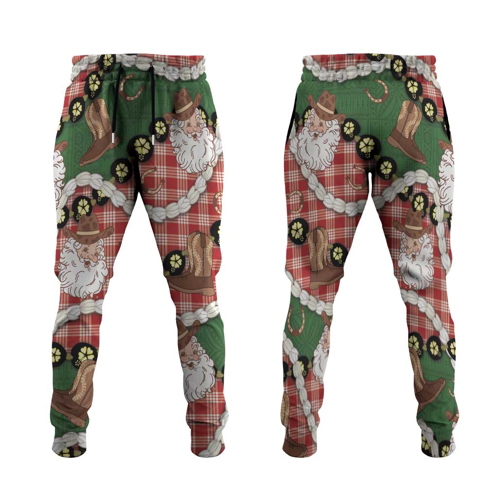 Cowboy Hawaii Mele Kalikimaka Jogger Pants Paniolo Kukui Nut Pikake Lei Red Version LT14 Red - Polynesian Pride