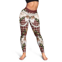 Cowboy Hawaii Mele Kalikimaka Leggings Paniolo Kukui Nut Pikake Lei Burgundy Version LT14 - Polynesian Pride