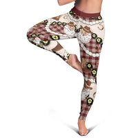 Cowboy Hawaii Mele Kalikimaka Leggings Paniolo Kukui Nut Pikake Lei Burgundy Version LT14 - Polynesian Pride
