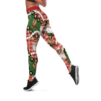 Cowboy Hawaii Mele Kalikimaka Leggings Paniolo Kukui Nut Pikake Lei Red Version LT14 Red - Polynesian Pride