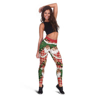 Cowboy Hawaii Mele Kalikimaka Leggings Paniolo Kukui Nut Pikake Lei Red Version LT14 - Polynesian Pride
