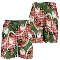 Cowboy Hawaii Mele Kalikimaka Shorts for Men Paniolo Kukui Nut Pikake Lei Red Version LT14 - Polynesian Pride