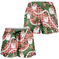 Cowboy Hawaii Mele Kalikimaka Shorts for Women Paniolo Kukui Nut Pikake Lei Red Version LT14 - Polynesian Pride