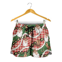 Cowboy Hawaii Mele Kalikimaka Shorts for Women Paniolo Kukui Nut Pikake Lei Red Version LT14 - Polynesian Pride