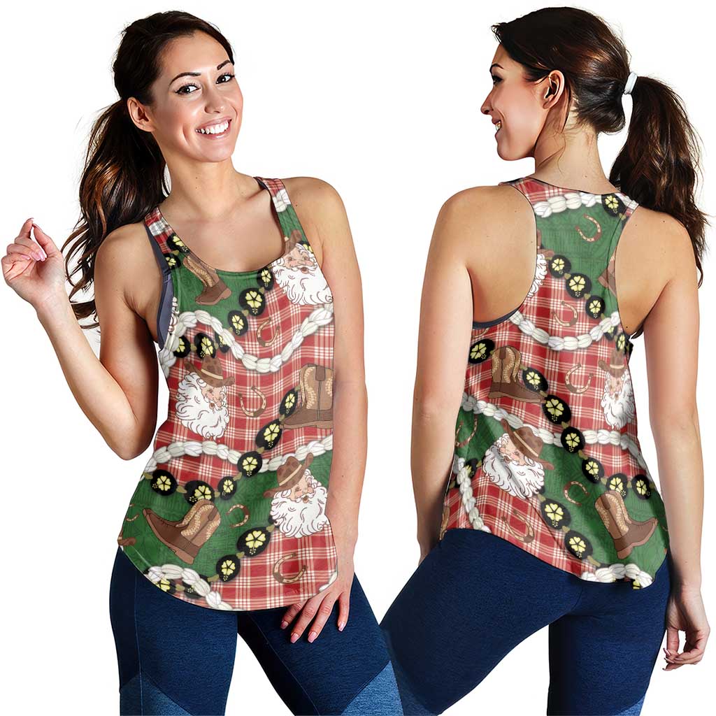 Cowboy Hawaii Mele Kalikimaka Women Racerback Tank Paniolo Kukui Nut Pikake Lei Red Version LT14 - Polynesian Pride