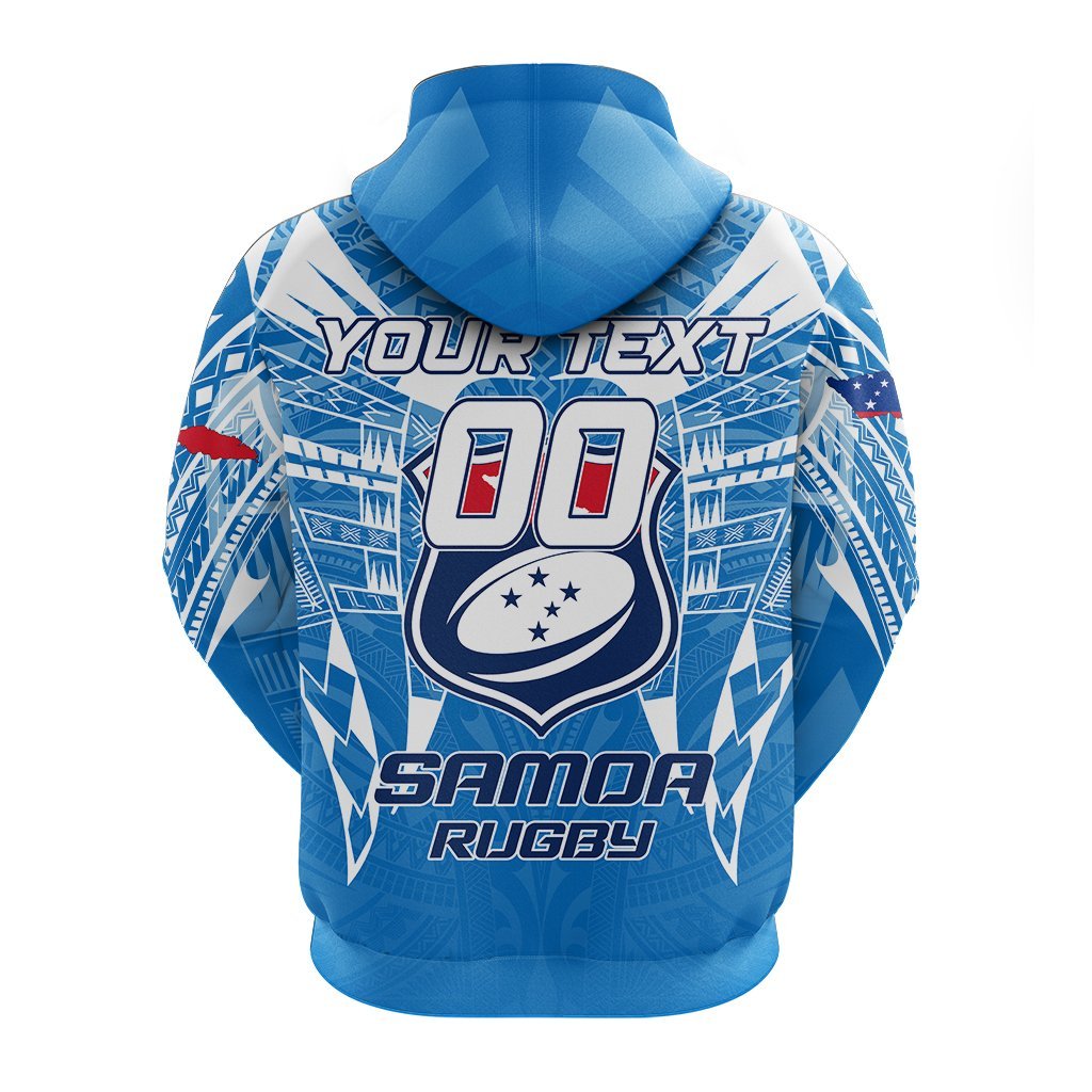 Custom Samoa Rugby Toa Samoa Blue Style Hoodie LT2 - Polynesian Pride