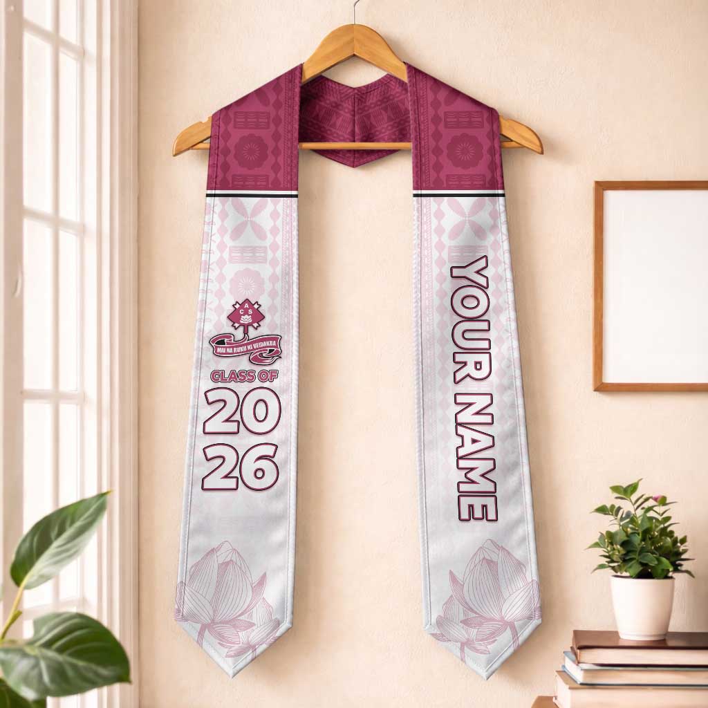 Custom Adi Cakobau School Graduation Stole With Fijian Tapa Pattern LT05 One Size Pink - Polynesian Pride