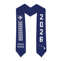 Custom Aloha Hawaii Graduation Stole Kakau Pattern Blue Version LT05 - Polynesian Pride