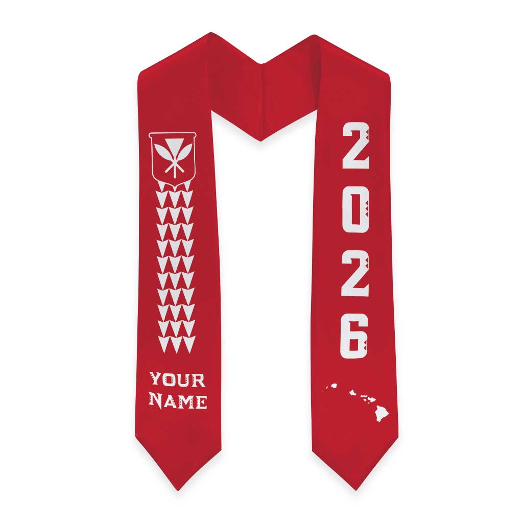 Custom Aloha Hawaii Graduation Stole Kakau Pattern Red Version LT05 - Polynesian Pride