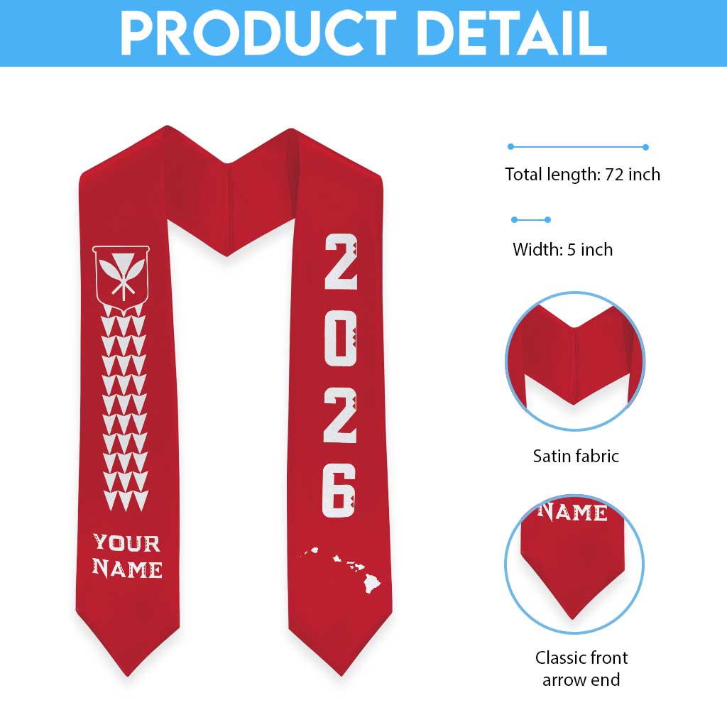Custom Aloha Hawaii Graduation Stole Kakau Pattern Red Version LT05 - Polynesian Pride