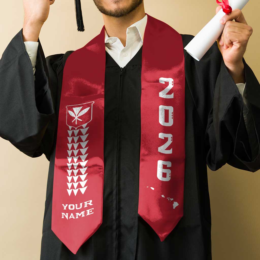 Custom Aloha Hawaii Graduation Stole Kakau Pattern Red Version LT05 - Polynesian Pride
