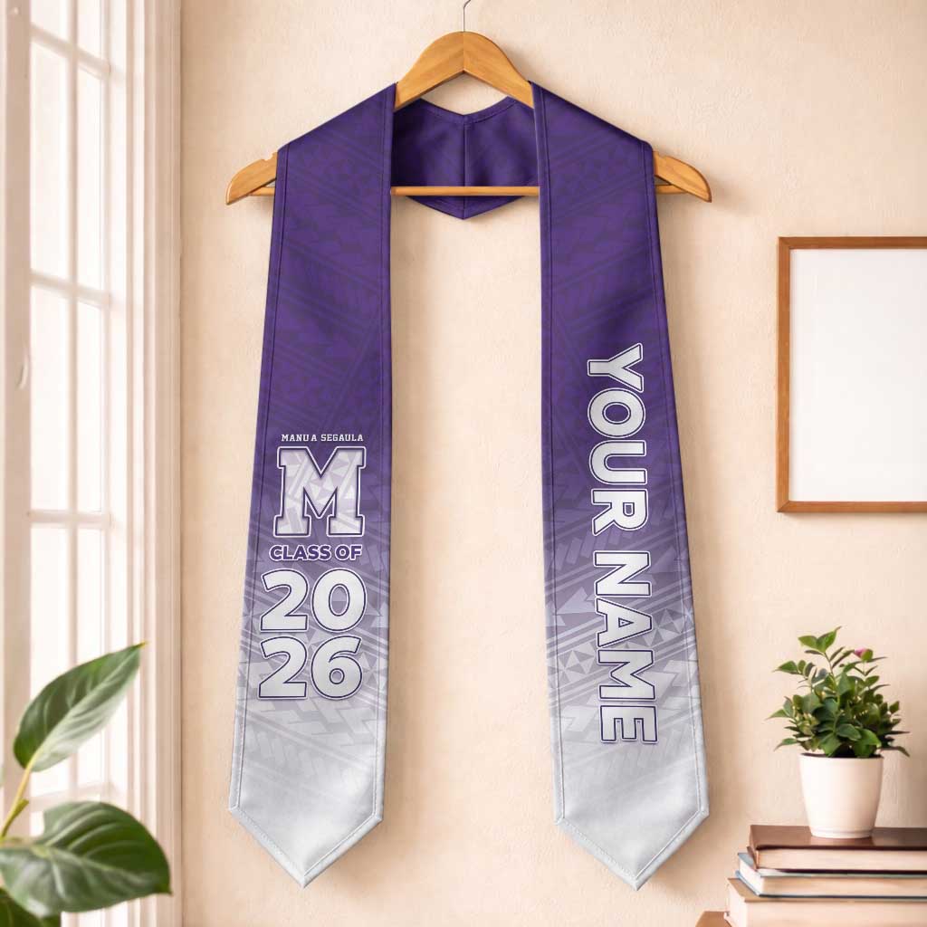 Custom American Samoa Graduation Stole Manua High School Polynesian Pattern LT05 One Size Purple - Polynesian Pride