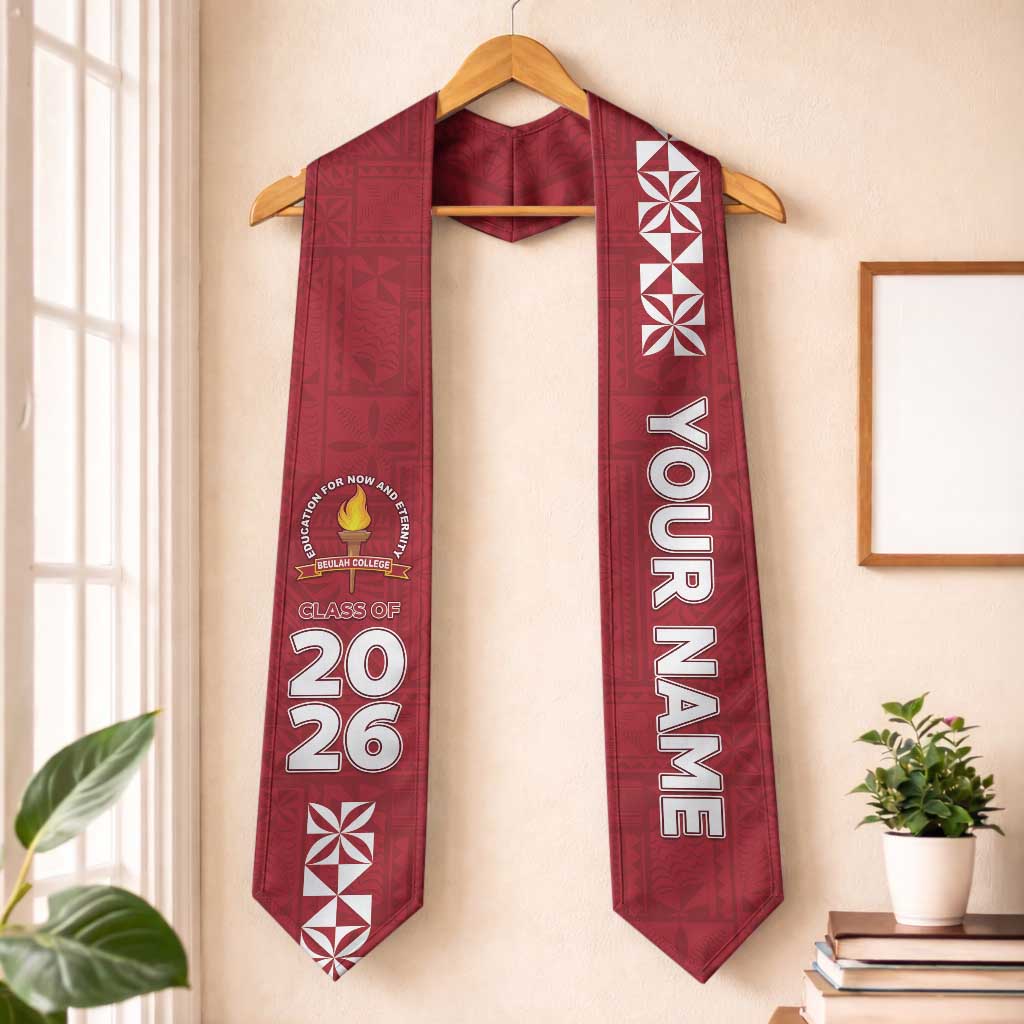 Custom Beulah College Graduation Stole Tongan Ngatu Pattern