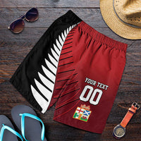 Custom British Lions New Zealand Shorts for Men Half Black Fern LT9 Red - Polynesian Pride