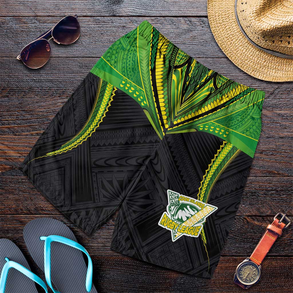 Custom Cook Islands Rugby Shorts for Men Tatau Art Sport Style Black Color LT03 Black - Polynesian Pride