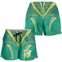 Custom Cook Islands Rugby Shorts for Women Tatau Art Sport Style Green Color