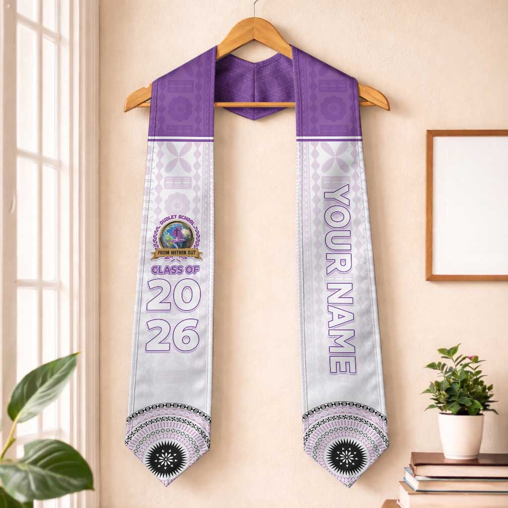 Custom Dudley School Graduation Stole With Fijian Tapa Pattern LT05 One Size Purple - Polynesian Pride