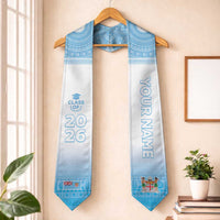 Custom Fiji Graduation Stole Fijian Tapa Pattern LT05 One Size Blue - Polynesian Pride