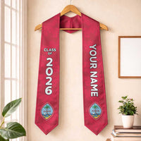 Custom Guam Graduation Stole Guaman Seal Red Floral Design LT05 One Size Red - Polynesian Pride