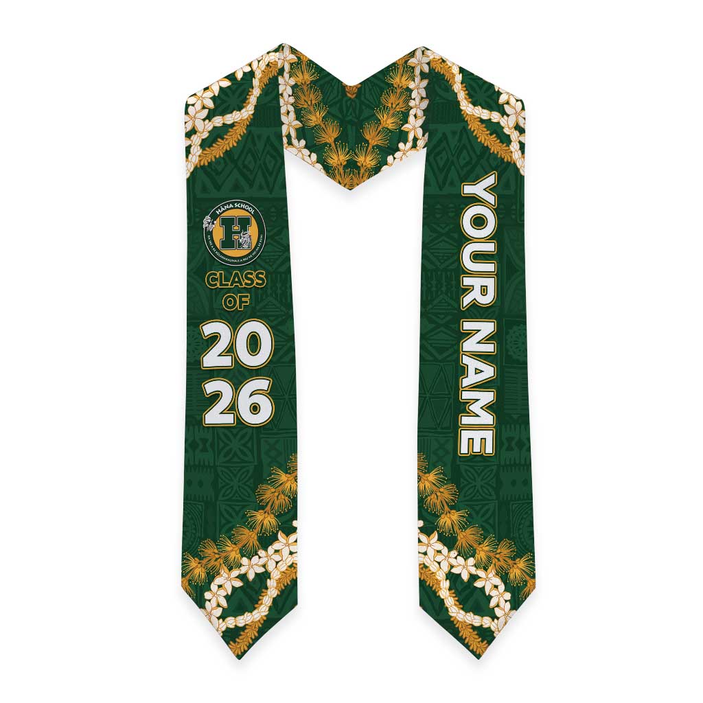 Custom Hana High And Elementary School Graduation Stole Tapa Pattern With Leis LT05 - Polynesian Pride
