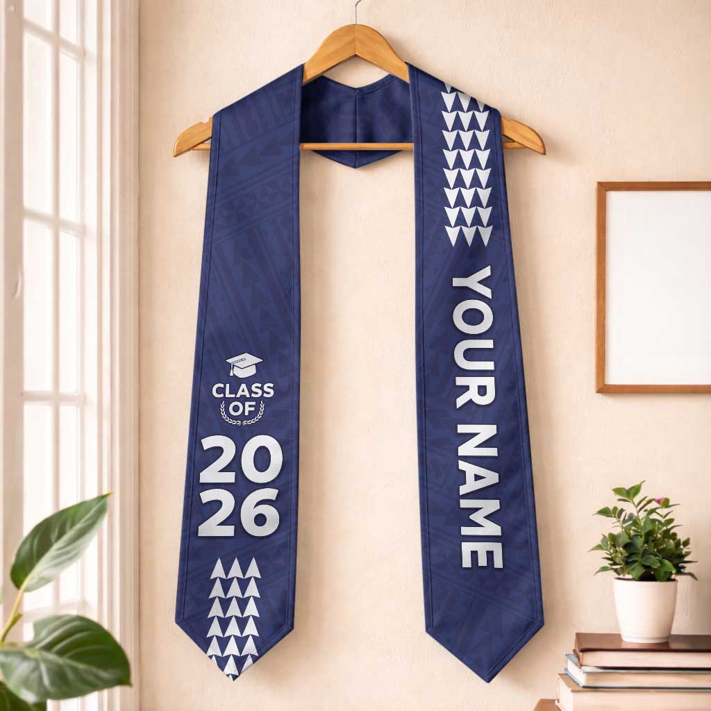 Custom Hawaii Graduation Stole Kakau Pattern Blue Version LT05 One Size Blue - Polynesian Pride